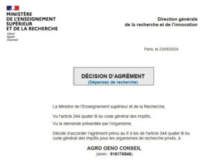 agrément CIR Agro Oeno Conseil